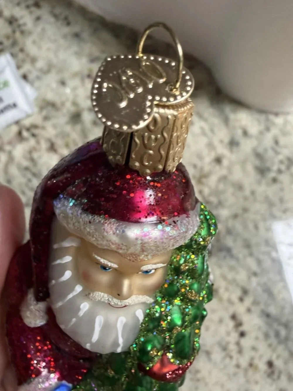 HandPainted Old World Christmas SANTA German Mercury Glass Glittering Tree Decor